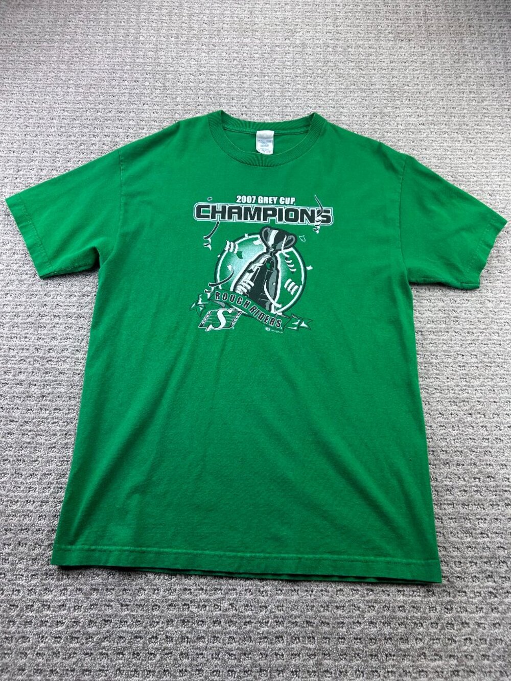 Vintage 2007 Grey Cup Champions Saskatchewan Roughriders CFL Football T-Shirt L